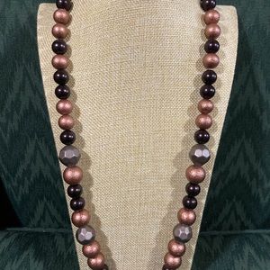 32" COLDWATER CREEK HEAVY BEADED NECKLACE. COPPER COLOR, BROWN +